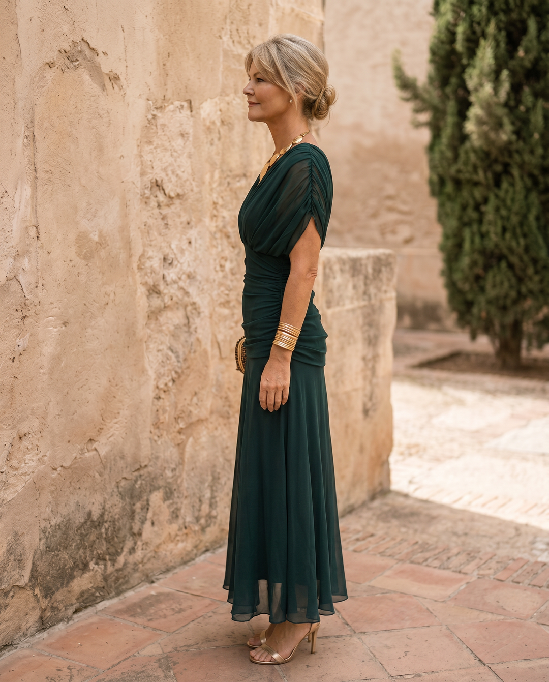 Photorealistic image of an elegant maxi dress by Emma & Rose Cape Town featuring a sweetheart neckline, perfect for parties.