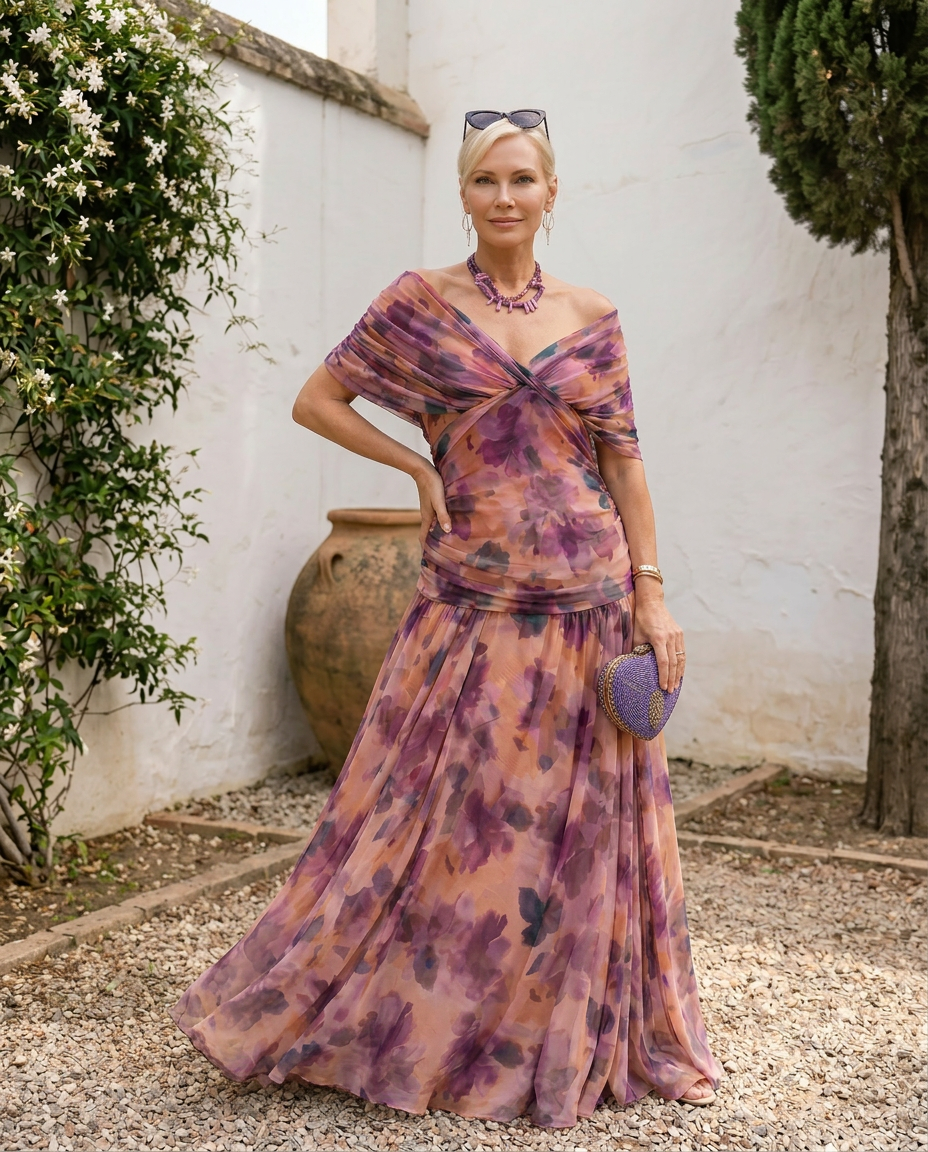 Elegant maxi dress with sweetheart neckline by Emma & Rose Cape Town, shown in a high-resolution fashion photograph.