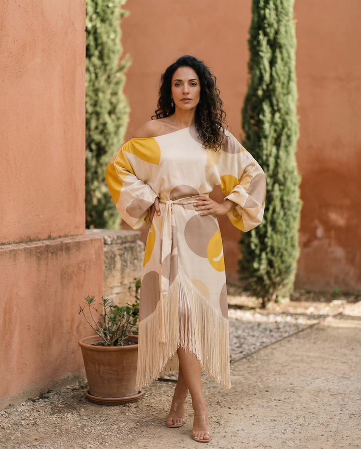 Photorealistic image of the Daniela Fringe Piece Set by Emma & Rose Cape Town, featuring stylish fringe accessories on a model.