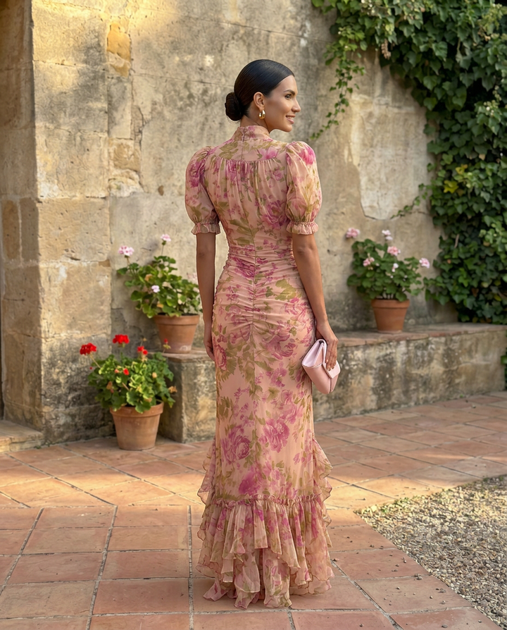 Photorealistic image of the Emma & Rose Cape Town Rosario Dress, a stylish, high-resolution fashion dress with a flowing design.