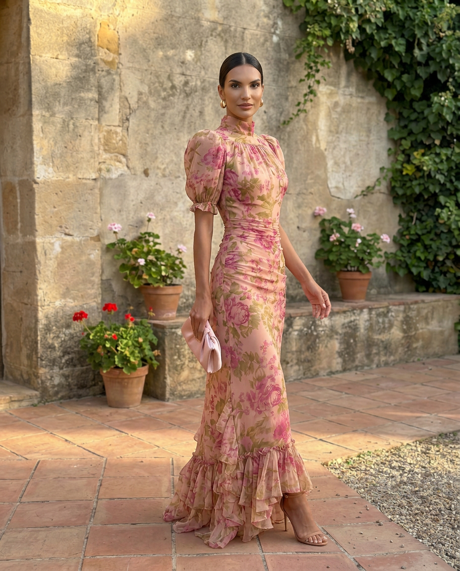 Photorealistic image of the Emma & Rose Cape Town Rosario Dress, featuring a stylish, high-resolution fashion dress on a model.