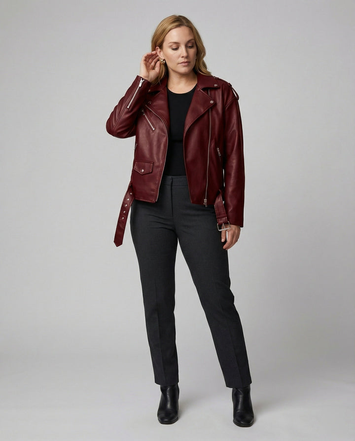 Women's Biker Jacket with Zipper Details
