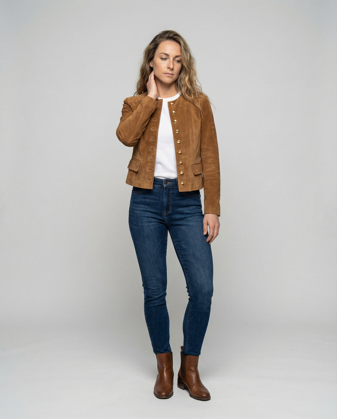 Women's Elegant Jacket with Gold Buttons
