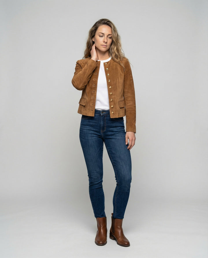 Women's Elegant Jacket with Gold Buttons
