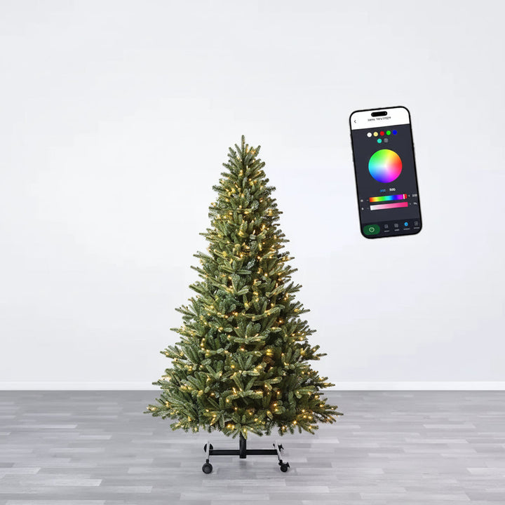 Fully Decorated Pre-Lit Artificial Christmas Tree with Fold-Flat Frame