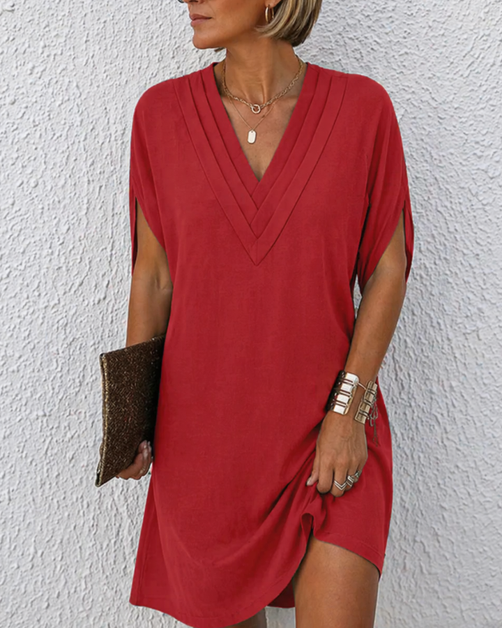 WRAP DRESS WITH V-NECK FOR WOMEN