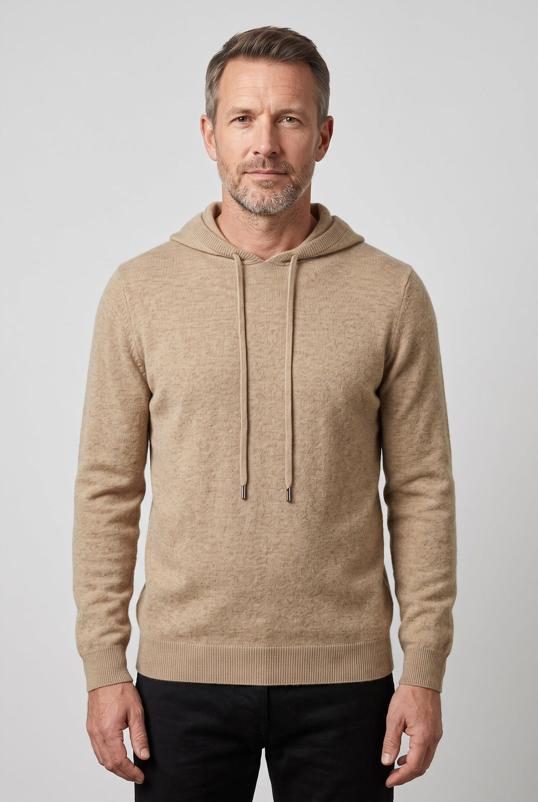 Knitted Hoodie with Drawstring for Men
