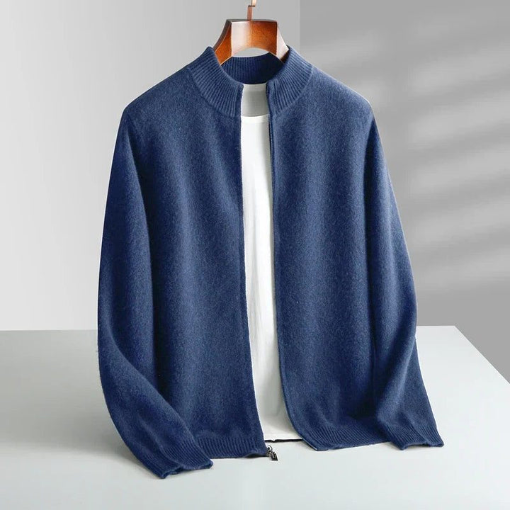 Knitted Cashmere Cardigan with Zipper for Men