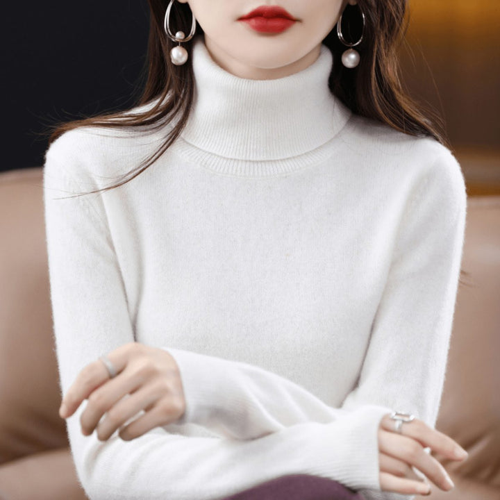 Knitted Sweater with Stand-Up Collar for Women
