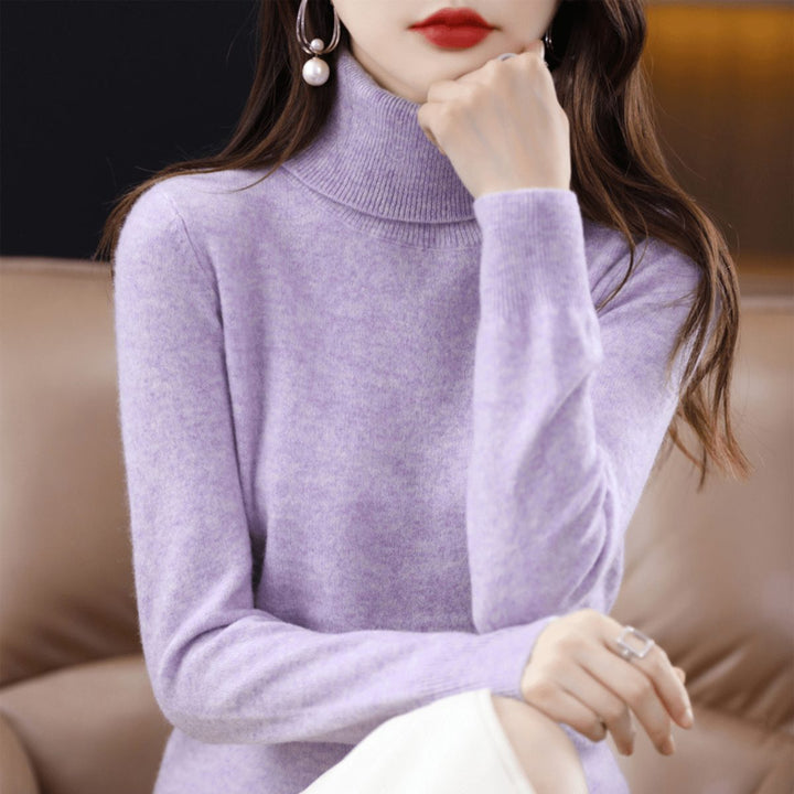 Knitted Sweater with Stand-Up Collar for Women