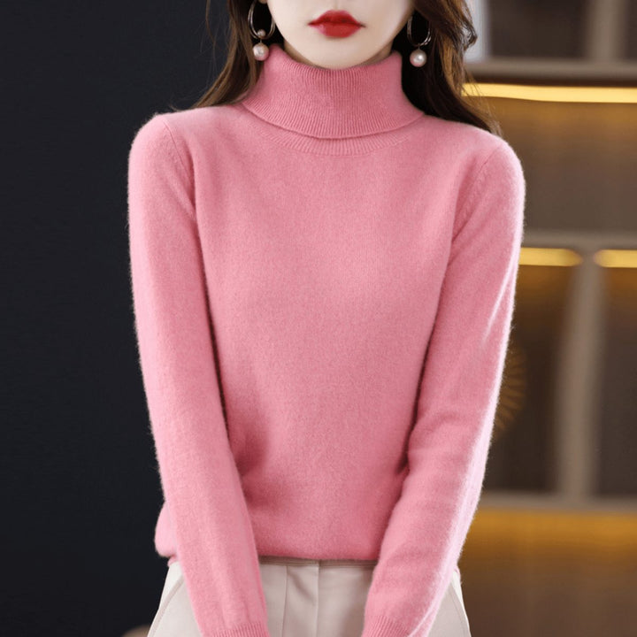 Knitted Sweater with Stand-Up Collar for Women