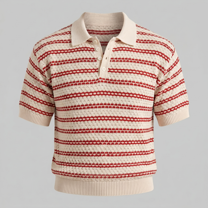 Knitted Polo Shirt Men Tailored Fit Long Sleeves Casual