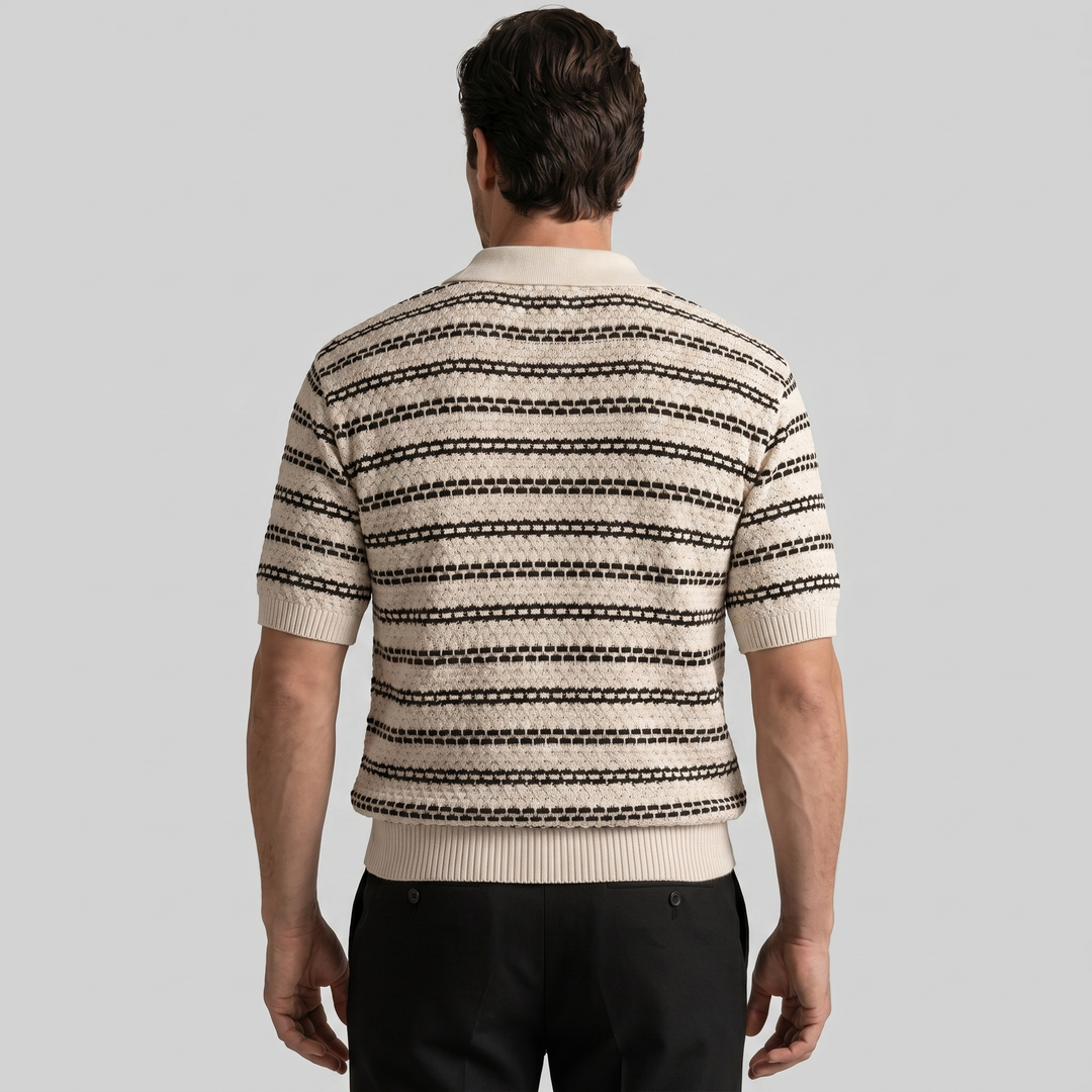 Knitted Polo Shirt Men Tailored Fit Long Sleeves Casual
