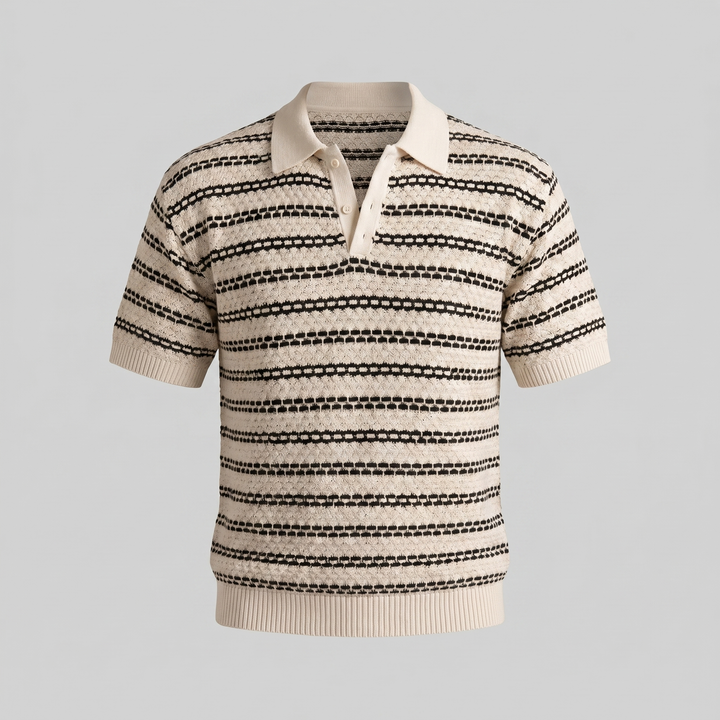 Knitted Polo Shirt Men Tailored Fit Long Sleeves Casual