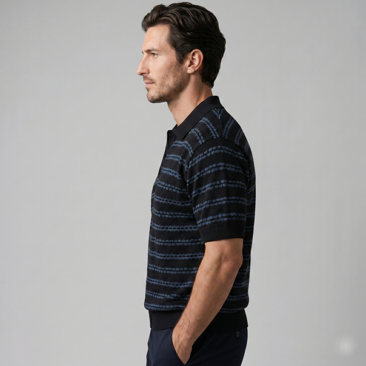 Knitted Polo Shirt Men Tailored Fit Long Sleeves Casual
