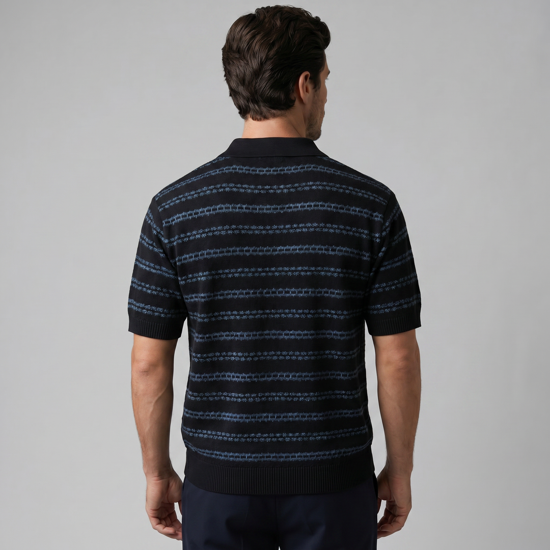 Knitted Polo Shirt Men Tailored Fit Long Sleeves Casual