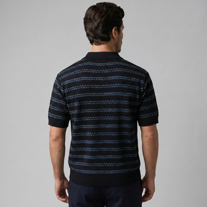 Knitted Polo Shirt Men Tailored Fit Long Sleeves Casual