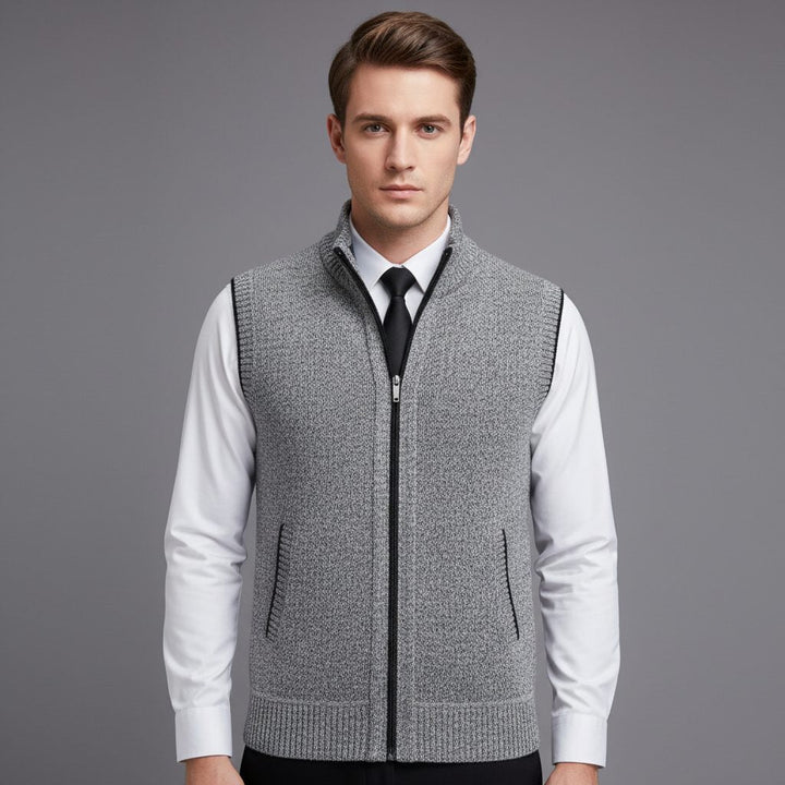 Knitted Zip-Up Vest for Men