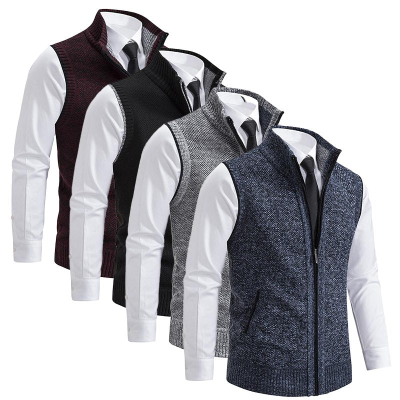 Knitted Zip-Up Vest for Men