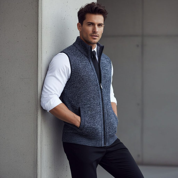 Knitted Zip-Up Vest for Men