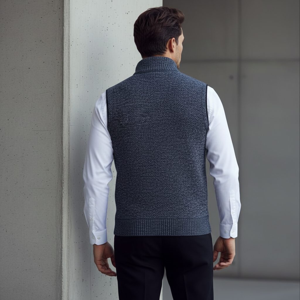 Knitted Zip-Up Vest for Men