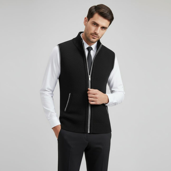 Knitted Zip-Up Vest for Men