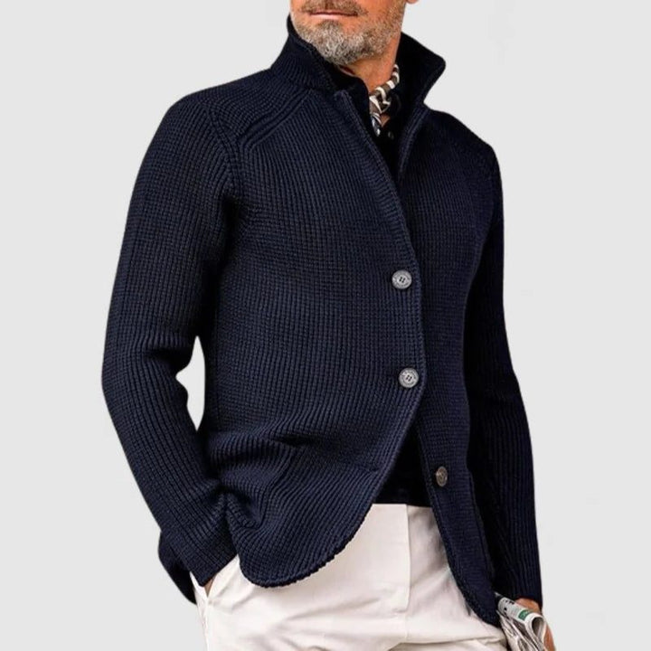Knitted Cardigan Sweater with Button Closure for Men