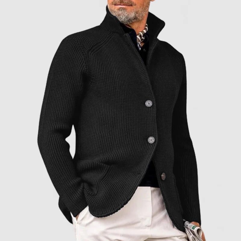 Knitted Cardigan Sweater with Button Closure for Men