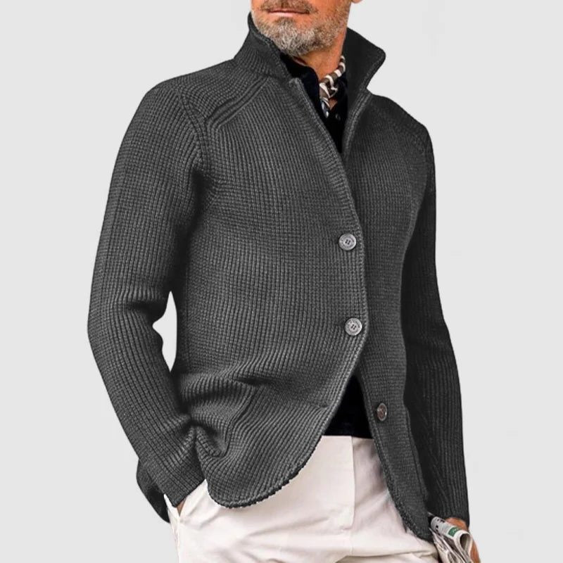 Knitted Cardigan Sweater with Button Closure for Men