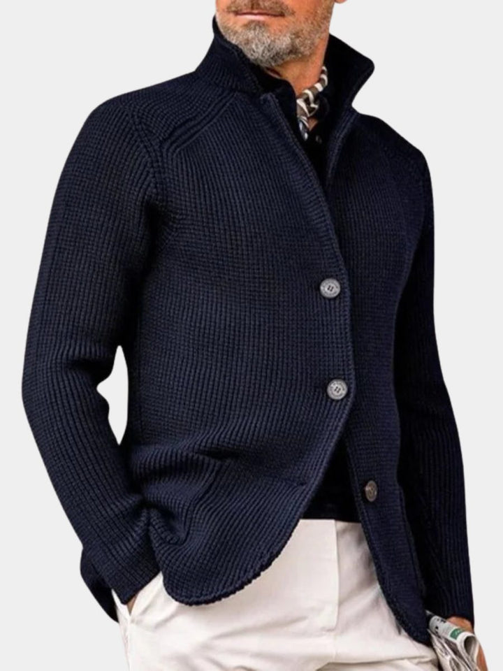 Knitted Cardigan Sweater with Button Closure for Men