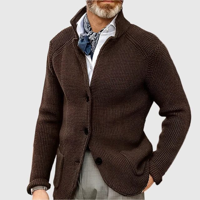 Knitted Cardigan Sweater with Button Closure for Men