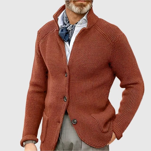 Knitted Cardigan Sweater with Button Closure for Men
