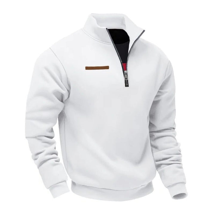 Knitted Sweater with Zipper and Stand-Up Collar for Men