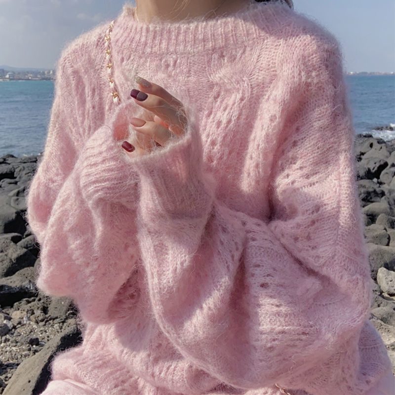 Knitted Sweater with Texture Pattern for Women