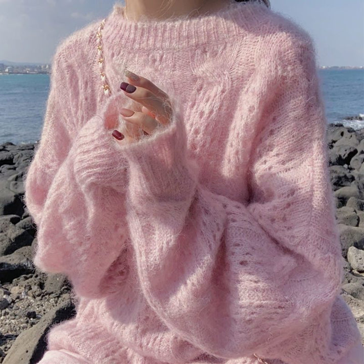 Knitted Sweater with Texture Pattern for Women