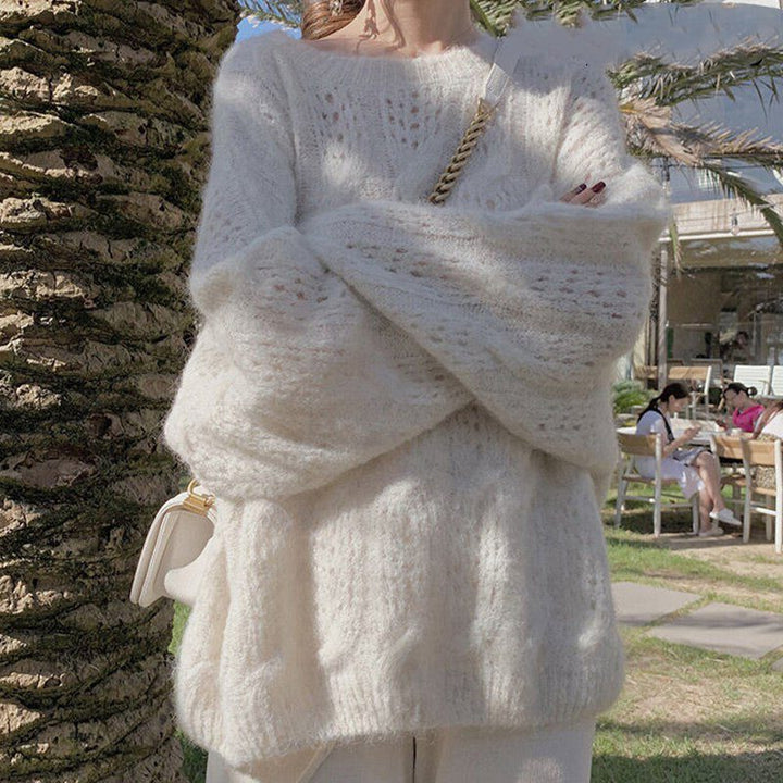 Knitted Sweater with Texture Pattern for Women