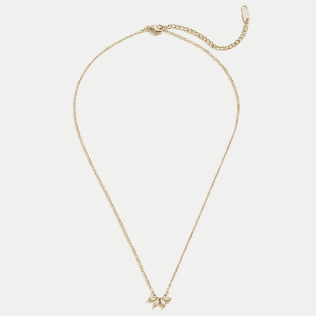 Lucie Sparkling Crystal Necklace Leaf Pendant, view 4 - Elena Harper