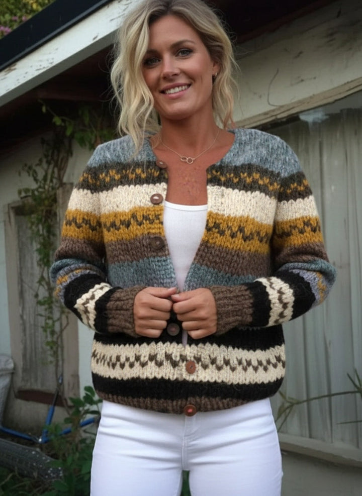Aurélie - Chic Vintage Striped Cardigan