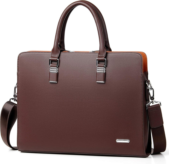 Men's Genuine Leather Business Briefcase with Multiple Compartments