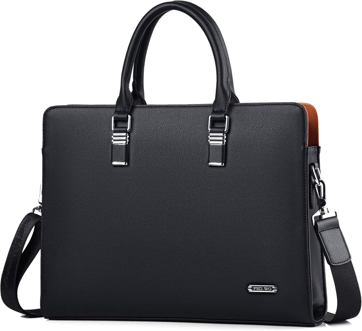 Men's Genuine Leather Business Briefcase with Multiple Compartments