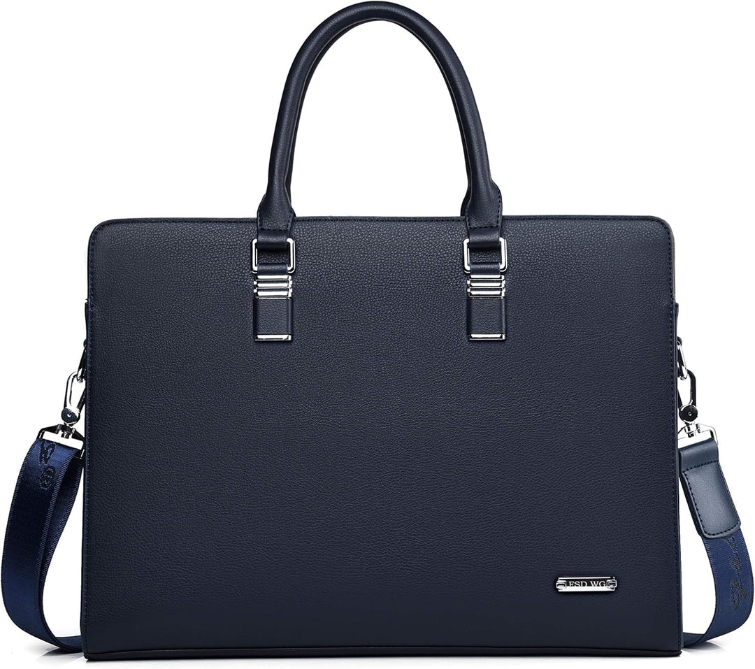 Men's Genuine Leather Business Briefcase with Multiple Compartments