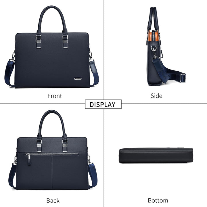 Men's Genuine Leather Business Briefcase with Multiple Compartments
