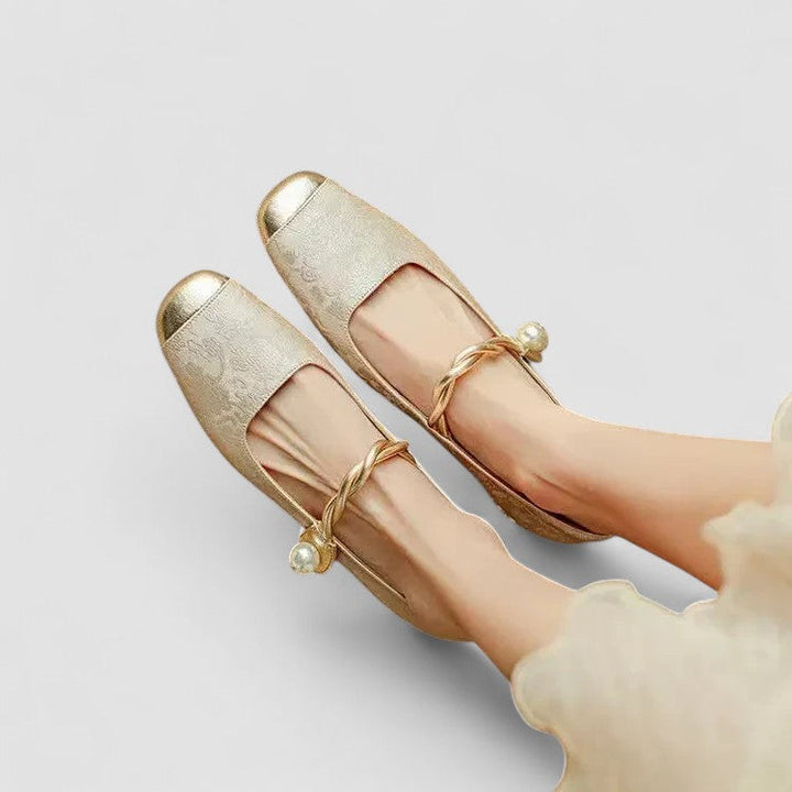 Nina | Spring Ballerina Shoes with Pearl Strap for Women