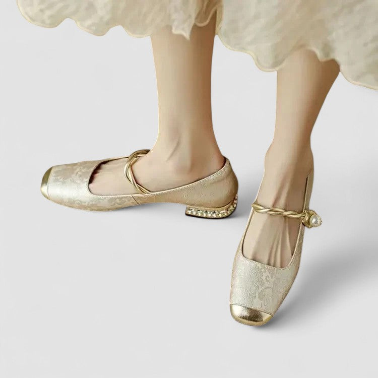 Nina | Spring Ballerina Shoes with Pearl Strap for Women