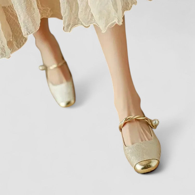 Nina | Spring Ballerina Shoes with Pearl Strap for Women
