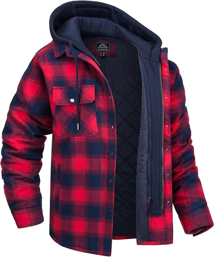 Checked Overshirt with Hood for Men