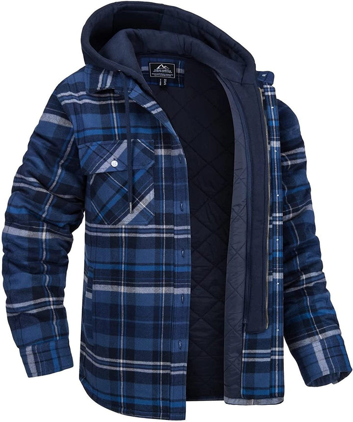Checked Overshirt with Hood for Men