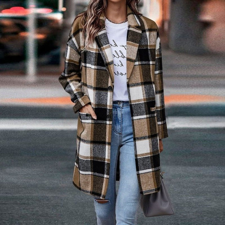Checked Jacket with Long Sleeves for Women