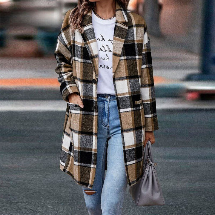 Checked Jacket with Long Sleeves for Women