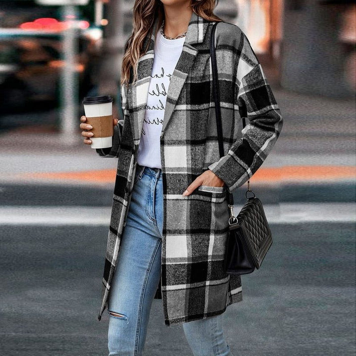 Checked Jacket with Long Sleeves for Women